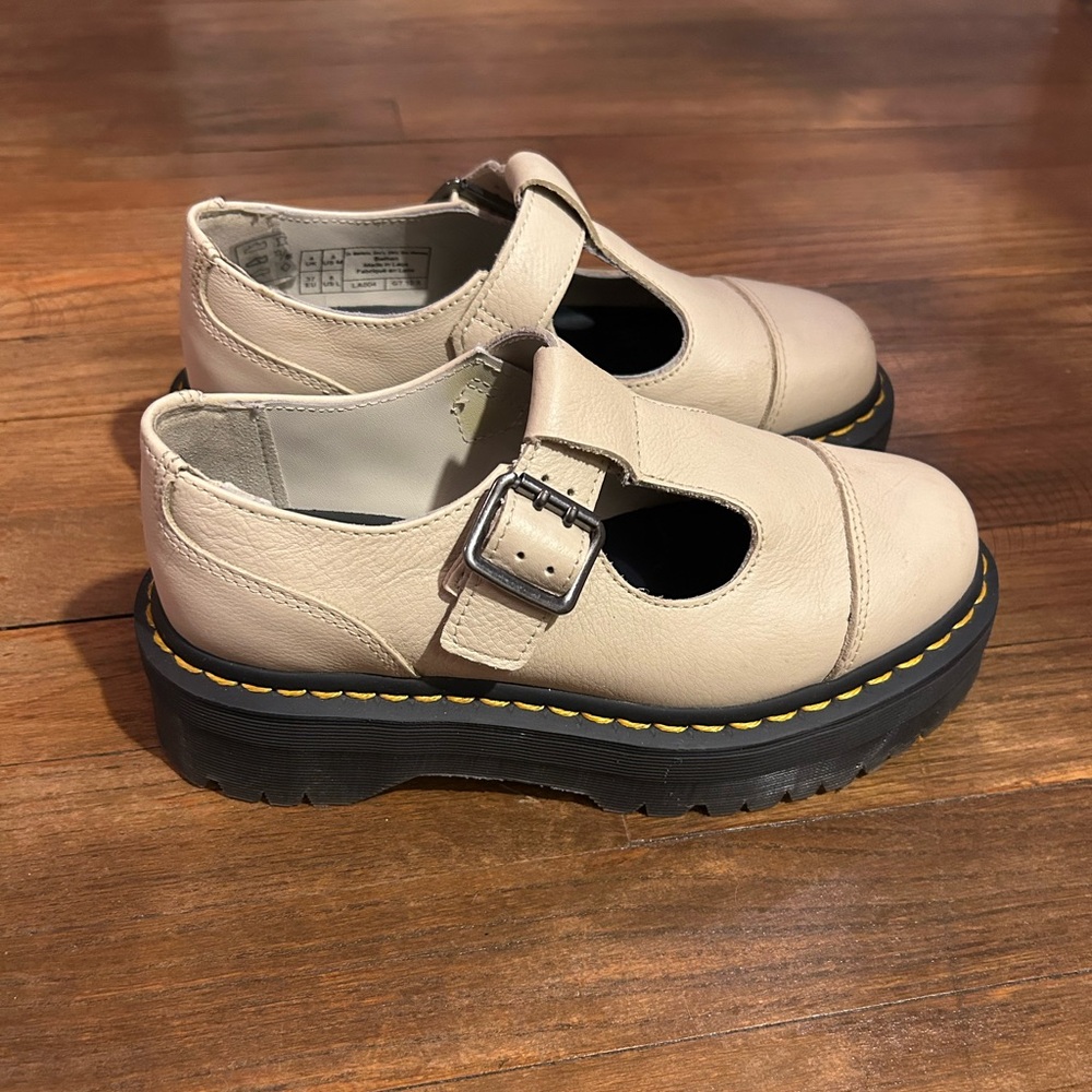 Dr. Martens Tan Platform Mary Janes Size 6